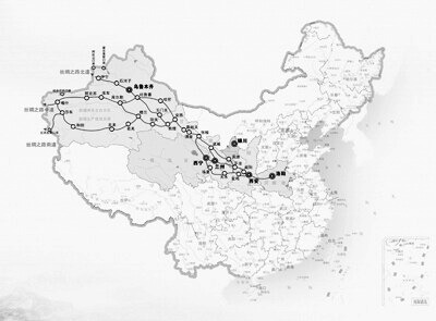 シルクロード地図中国境内部分