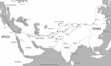 シルクロード路線図　1世紀頃